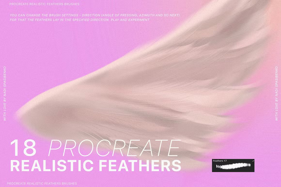 Procreate Realistic Feather Brushes 18个逼真的动物羽化Procreate笔刷 笔刷资源 sucaiwan.com