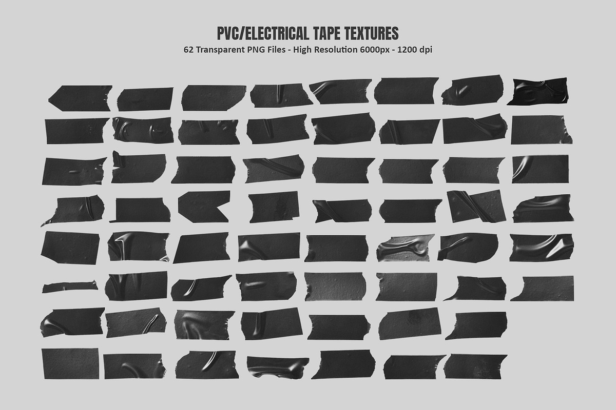 60+复古真实质感电工塑料绝缘胶带胶条遮罩撕裂PNG免扣高清设计肌理纹理元素套装 60+ Adhesive Electrical Tape Pieces , sucaiwan.com