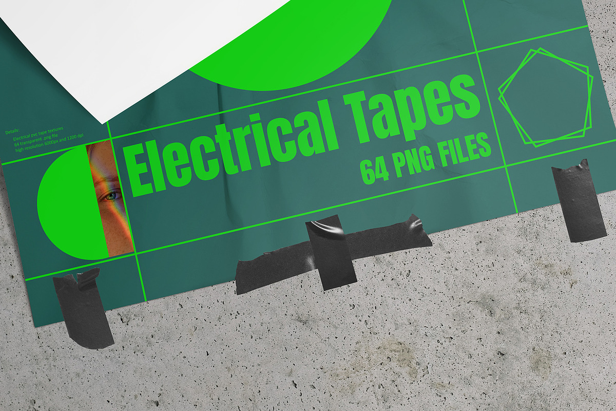 60+复古真实质感电工塑料绝缘胶带胶条遮罩撕裂PNG免扣高清设计肌理纹理元素套装 60+ Adhesive Electrical Tape Pieces , sucaiwan.com