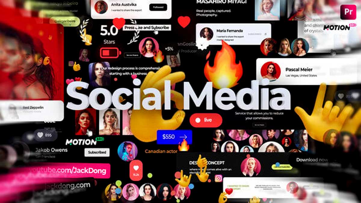 PR插件：2000个创意极简社交媒体文字标题动态排版封面海报设计包装动画图形包 Social Media Graphics Pack for Premiere Pro , sucaiwan.com