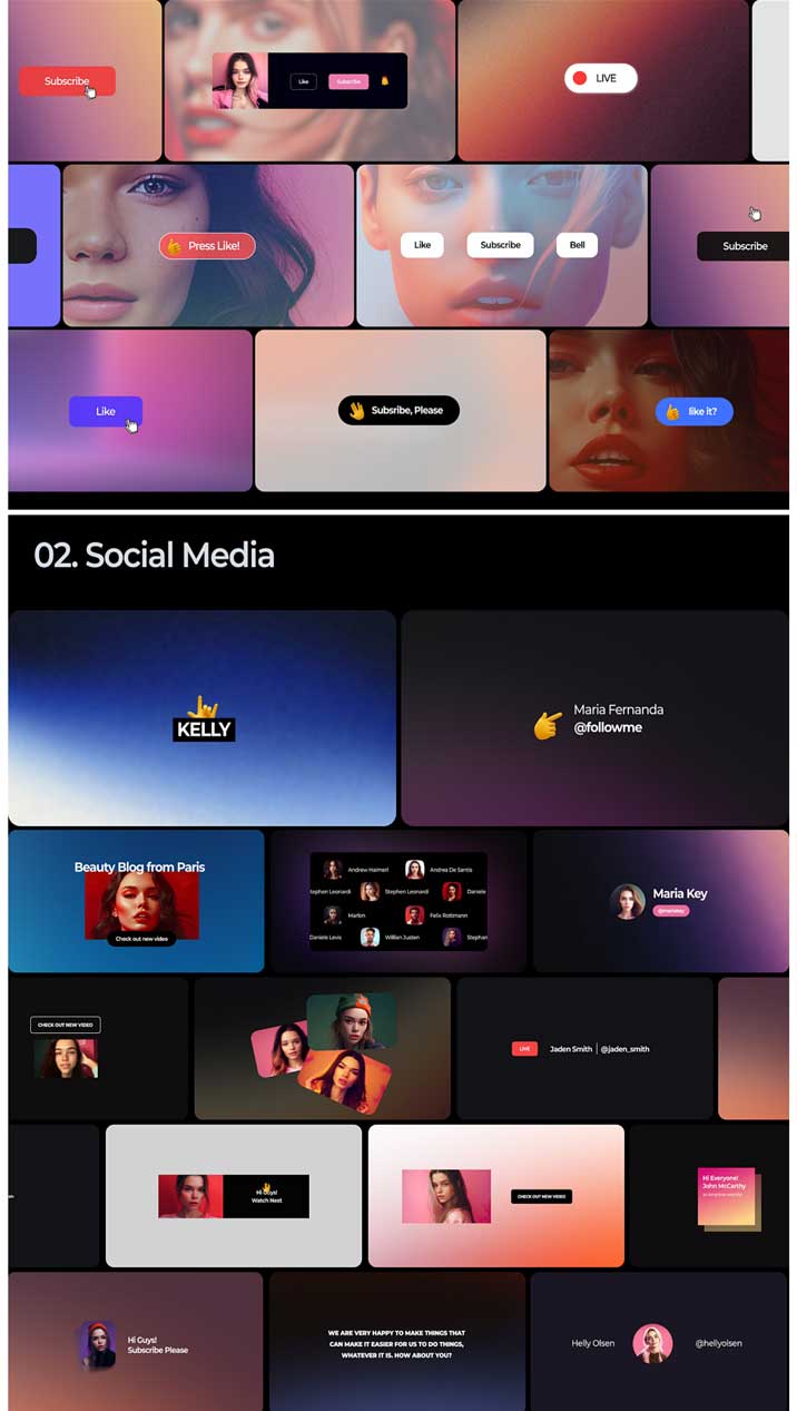 PR插件：2000个创意极简社交媒体文字标题动态排版封面海报设计包装动画图形包 Social Media Graphics Pack for Premiere Pro , sucaiwan.com