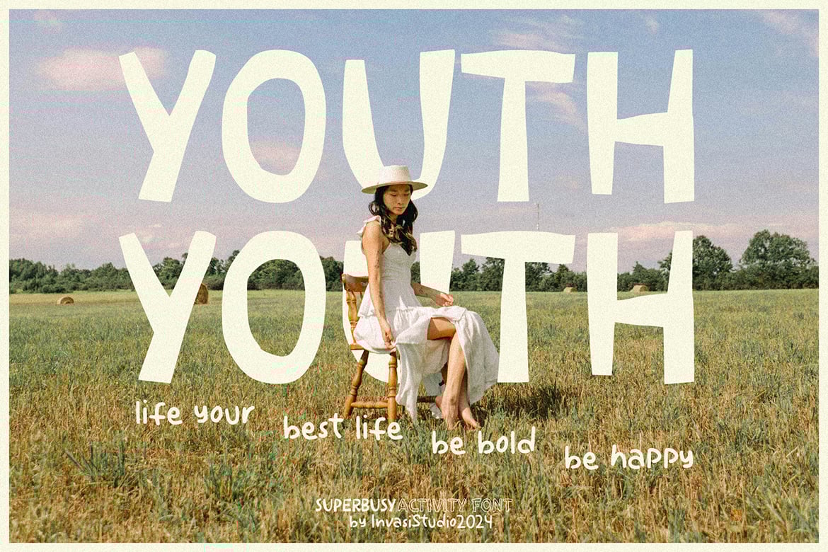 英文字体：趣味俏皮旅拍手写风格博客广告短片手绘涂鸦海报封面字体 Superbusy Activity - Fun Pairing Font , sucaiwan.com