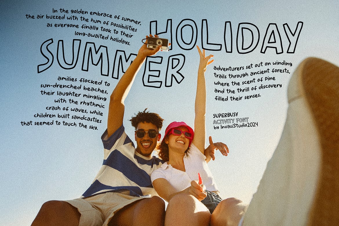 英文字体：趣味俏皮旅拍手写风格博客广告短片手绘涂鸦海报封面字体 Superbusy Activity - Fun Pairing Font , sucaiwan.com