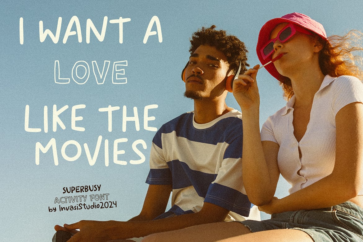 英文字体：趣味俏皮旅拍手写风格博客广告短片手绘涂鸦海报封面字体 Superbusy Activity - Fun Pairing Font , sucaiwan.com