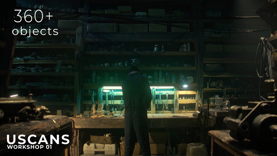 后启示录真实电影风格修车车库修理车间3D模型UE设计素材 Uscans Workshop 01 样机素材 sucaiwan.com