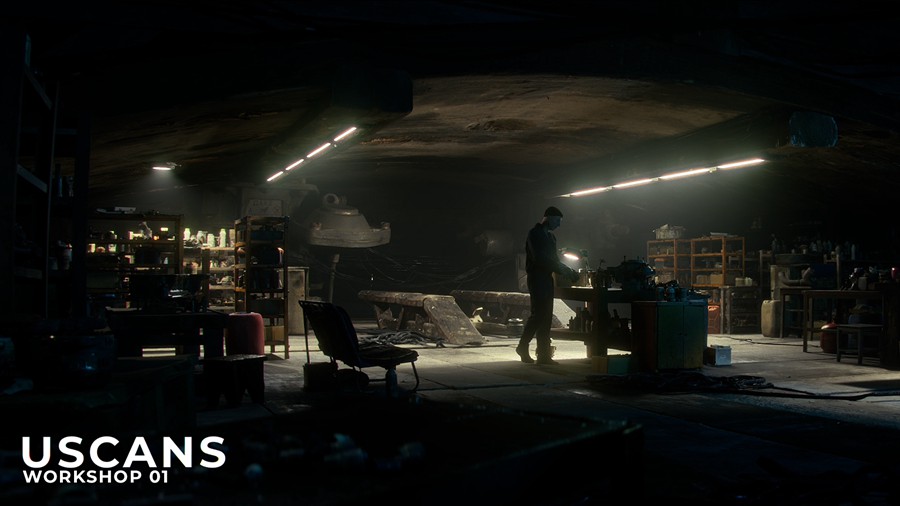 后启示录真实电影风格修车车库修理车间3D模型UE设计素材 Uscans Workshop 01 样机素材 sucaiwan.com