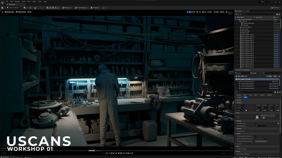 后启示录真实电影风格修车车库修理车间3D模型UE设计素材 Uscans Workshop 01 样机素材 sucaiwan.com