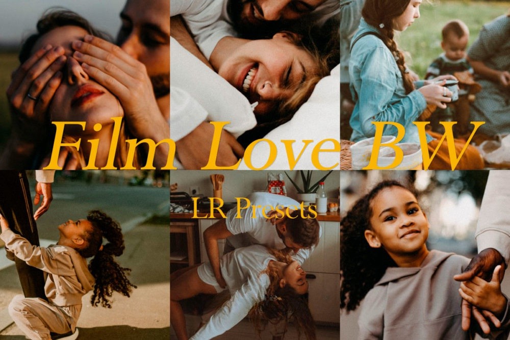 温馨永恒怀旧电影胶片模拟颗粒纹理效果家庭情侣摄影照片调色Lightroom预设 Anna Dreamer-Film , Love ,BW presets 插件预设 sucaiwan.com