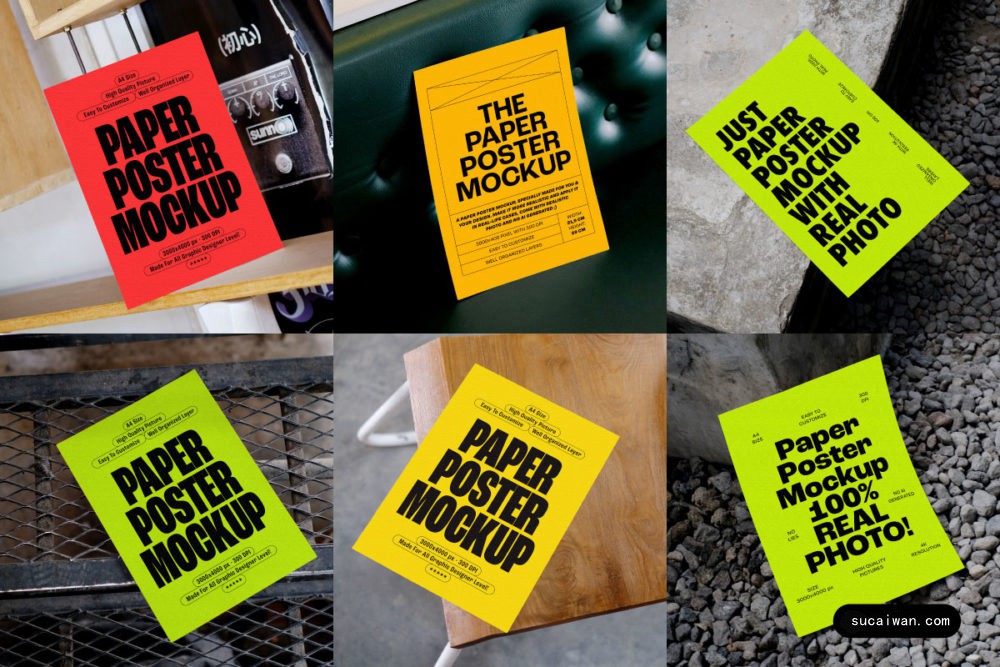9款真实宣传海报传单招贴设计展示效果图PS贴图样机模板素材 MartypeCo – Pop Poster Mockup Vol 1 样机素材 sucaiwan.com