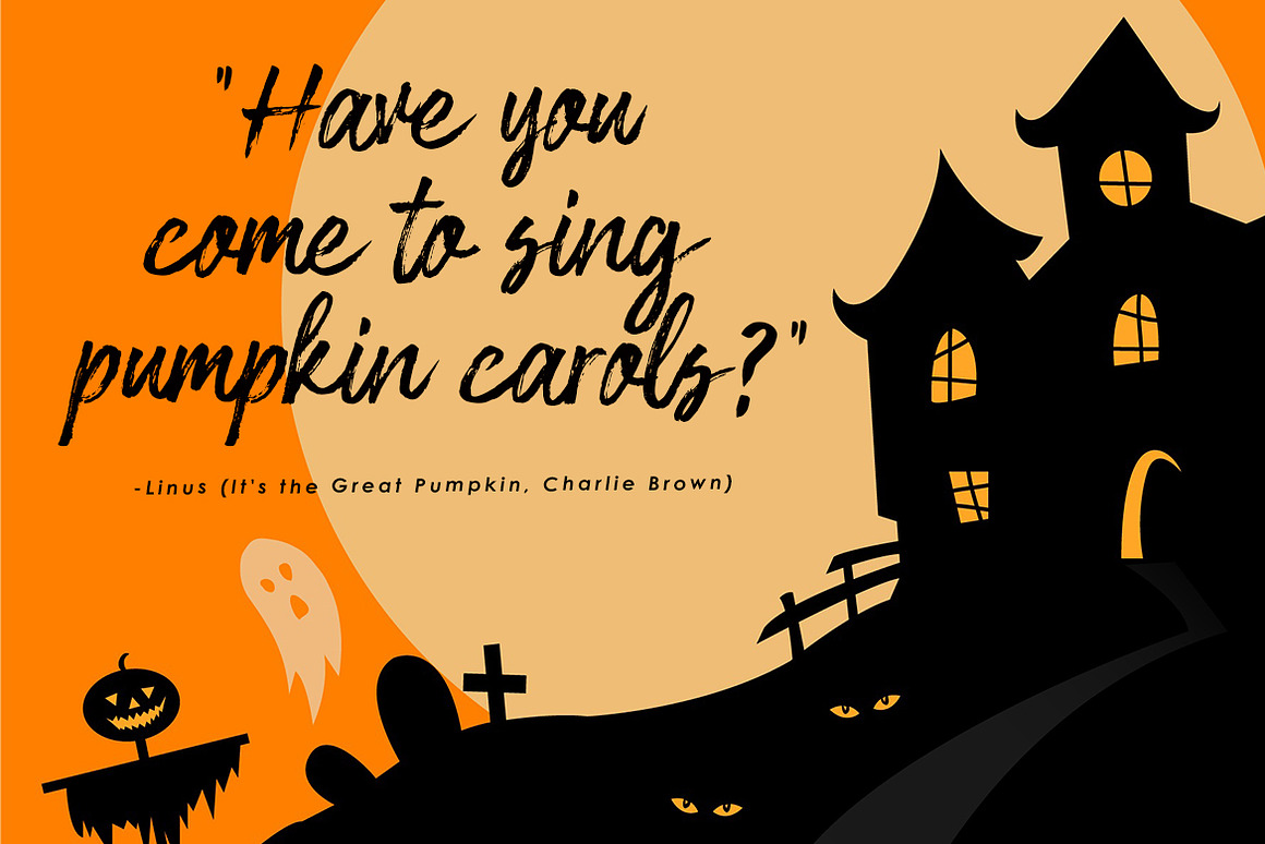 恐怖万圣节海报广告标题设计手写毛笔笔刷效果英文字体安装包 Hallofest – Handwriting Brush Font 设计素材 sucaiwan.com