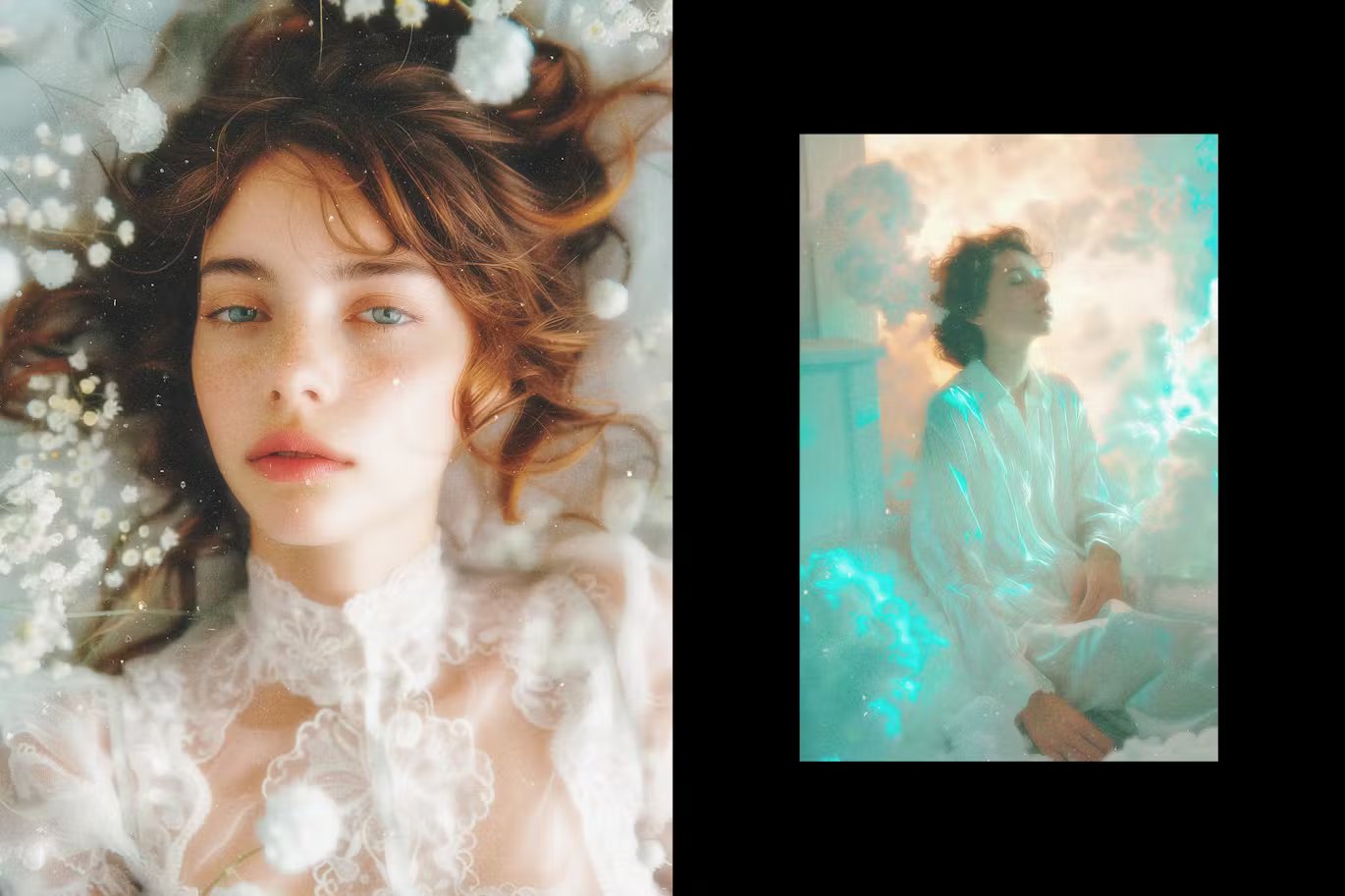 梦幻发光文艺照片效果图层样式Photoshop模板 Dream Glowing Photo Effect 插件预设 sucaiwan.com