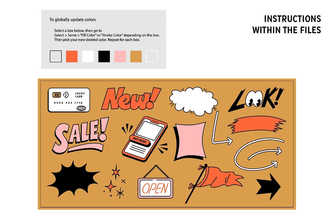 销售/商店打折广告/箭头/标牌趣味贴纸风格插图包AI矢量/PNG免扣设计图形 Sale/Shop Sticker Illustration Pack 图片素材 第3张-素材湾丨精选海外优质设计素材资源 销售/商店打折广告/箭头/标牌趣味贴纸风格插图包AI矢量/PNG免扣设计图形 Sale/Shop Sticker Illustration Pack 图片素材 sucaiwan.com