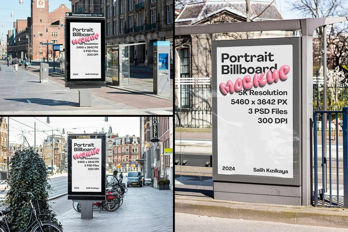 时尚城市街头海报招贴车站广告牌设计展示效果图PS贴图样机模板素材 Portrait Billboards 样机素材 第1张-素材湾丨精选海外优质设计素材资源 时尚城市街头海报招贴车站广告牌设计展示效果图PS贴图样机模板素材 Portrait Billboards 样机素材 sucaiwan.com