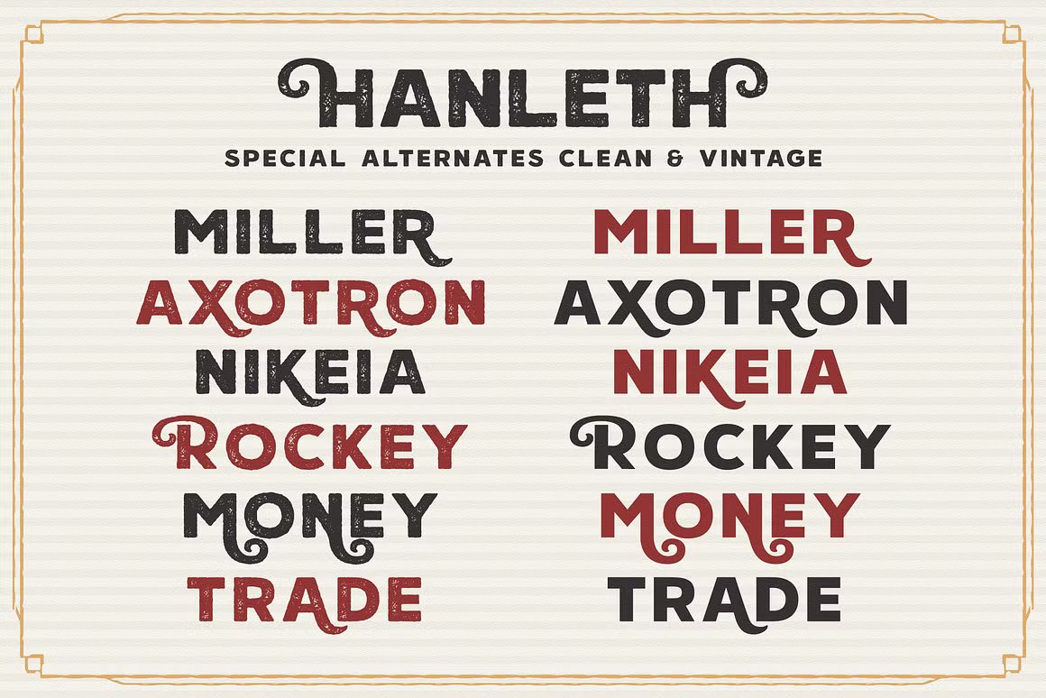 复古字体二重奏产品包装/标题/海报/商品/社交媒体/无衬线/脚本字体/图标 Hanleth vintage font duo 设计素材 第8张-素材湾丨精选海外优质设计素材资源 复古字体二重奏产品包装/标题/海报/商品/社交媒体/无衬线/脚本字体/图标 Hanleth vintage font duo 设计素材 sucaiwan.com