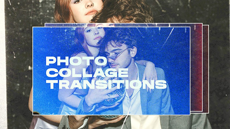 PR模板：20个复古4K照片拼贴胶片划痕过渡视频片头过渡PR模板 Photo Collage Transitions 影视音频 sucaiwan.com