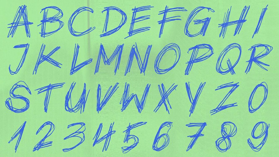 PR模板：一系列圆珠笔手绘涂鸦时尚字母/符号/数字动画效果PR模板 影视音频 sucaiwan.com