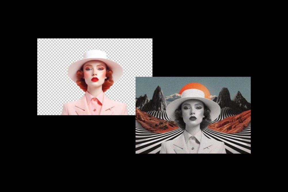 70年代复古蒸汽波风格VHS模拟半色调老式照片效果PS特效滤镜样机模板 Trippy Halftone Collage Effect 插件预设 sucaiwan.com