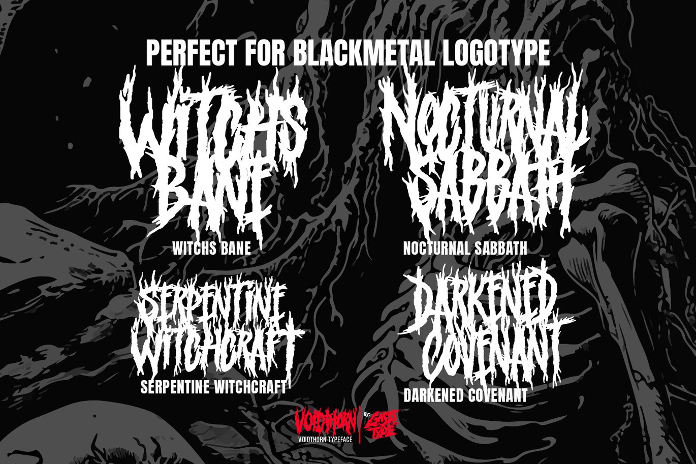 哥特式黑色金属海报徽标设计装饰英文字体安装包 Voidthorn – Black Metal Font 设计素材 sucaiwan.com