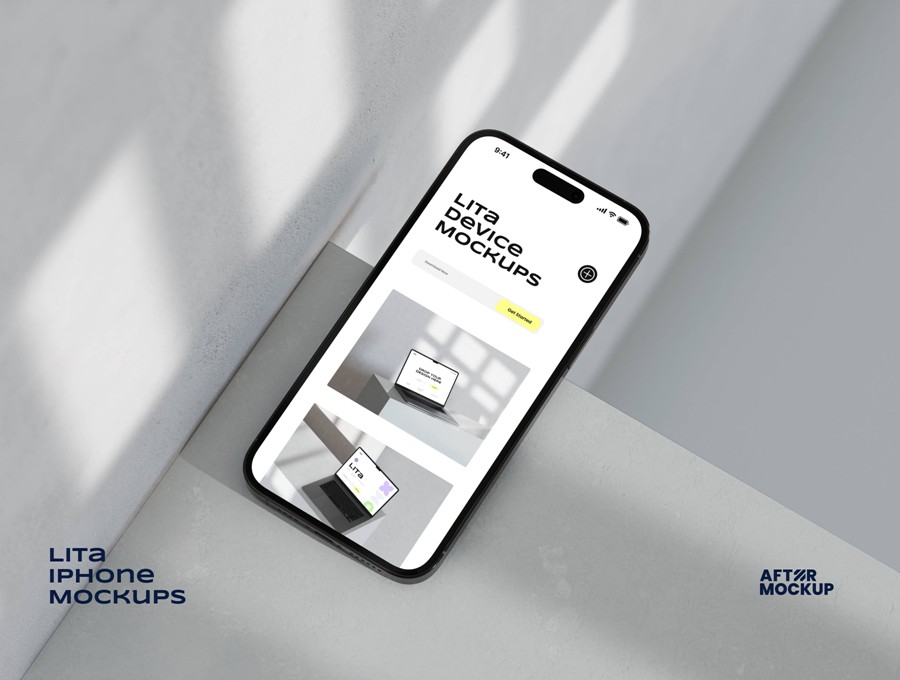 7款时尚工业风苹果iPhone 15 Pro屏幕演示效果图Ps贴图样机模板素材 Lita iPhone Mockups 样机素材 sucaiwan.com