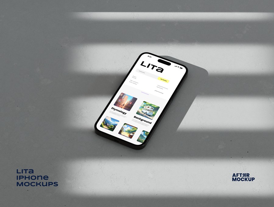 7款时尚工业风苹果iPhone 15 Pro屏幕演示效果图Ps贴图样机模板素材 Lita iPhone Mockups 样机素材 sucaiwan.com