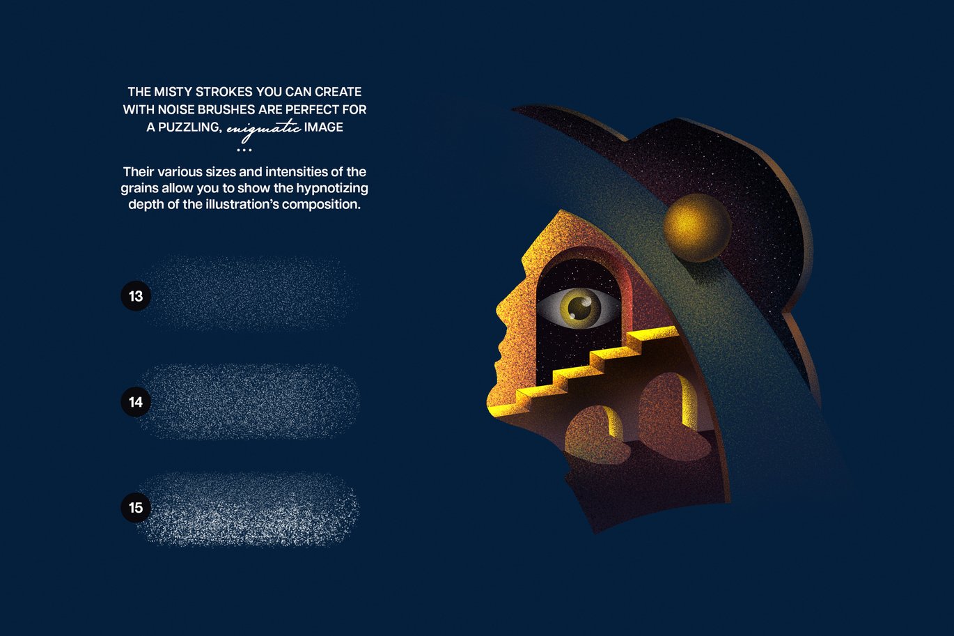 15款创意颗粒噪点数字绘画艺术效果PS笔刷画笔设计素材 Misterio Shader Photoshop Brushes 笔刷资源 sucaiwan.com