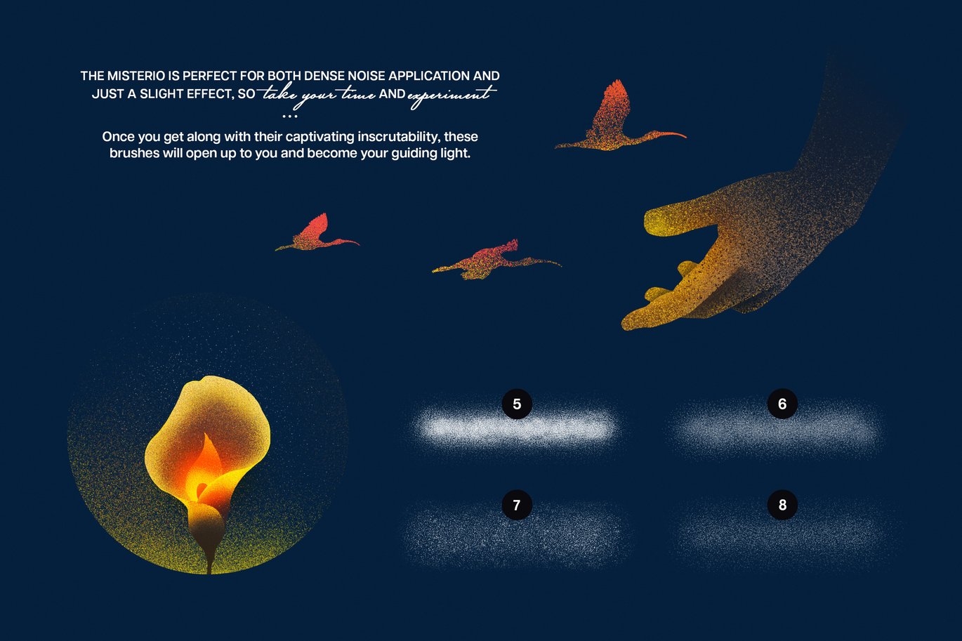 15款创意颗粒噪点数字绘画艺术效果PS笔刷画笔设计素材 Misterio Shader Photoshop Brushes 笔刷资源 sucaiwan.com