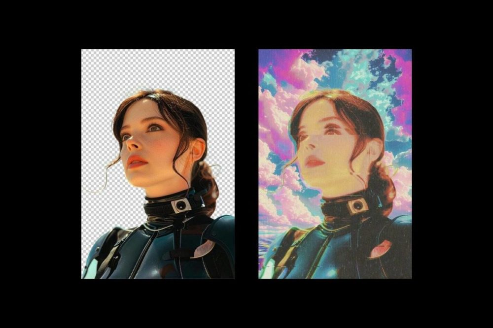 迷幻复古蒸汽波风格老式照片效果PS特效滤镜样机 Psychedelic Collage Photo Effect 插件预设 sucaiwan.com