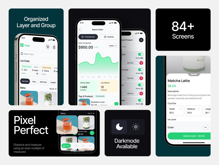 84+屏双配色果汁饮料咖啡在线下单购买APP UI界面设计Figma模板套件 Posify – Mobile Point of Sale UI KIT APP UI 第2张-素材湾丨精选海外优质设计素材资源 84+屏双配色果汁饮料咖啡在线下单购买APP UI界面设计Figma模板套件 Posify – Mobile Point of Sale UI KIT APP UI sucaiwan.com