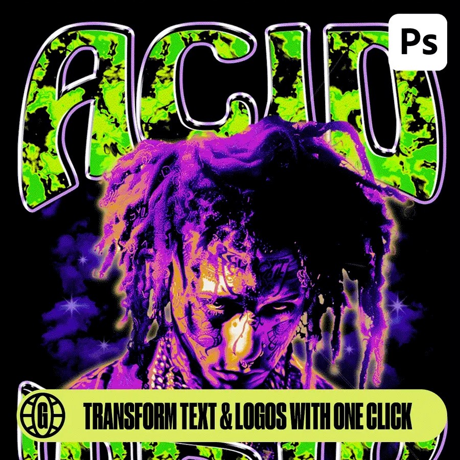 GFXWRLD - Acid Trip Text Styles Pack (Vol. 1) 28款时尚迷幻热像仪感应酸性海报封面设计PS渐变纹理Photoshop样式预设 插件预设 sucaiwan.com