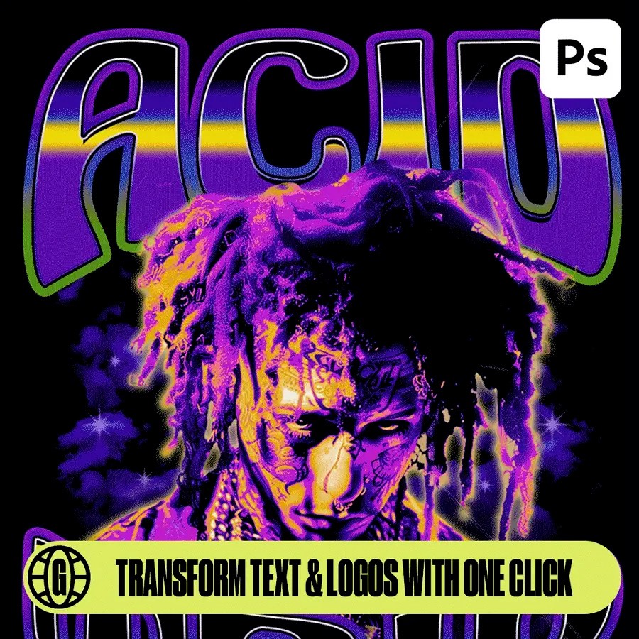 GFXWRLD - Acid Trip Text Styles Pack (Vol. 1) 28款时尚迷幻热像仪感应酸性海报封面设计PS渐变纹理Photoshop样式预设 插件预设 sucaiwan.com