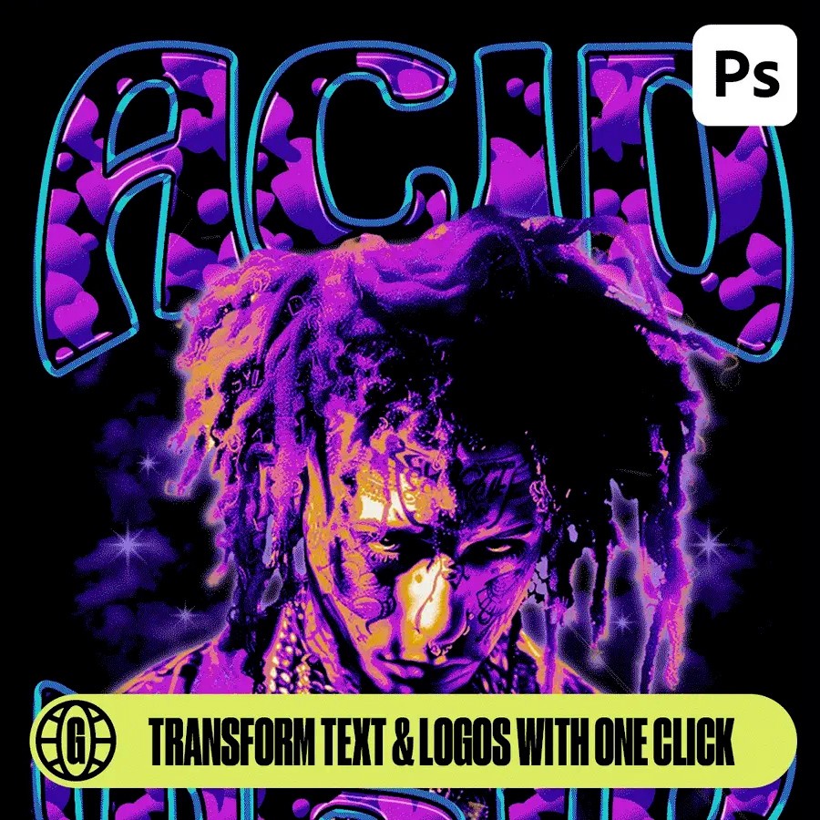 GFXWRLD - Acid Trip Text Styles Pack (Vol. 1) 28款时尚迷幻热像仪感应酸性海报封面设计PS渐变纹理Photoshop样式预设 插件预设 sucaiwan.com