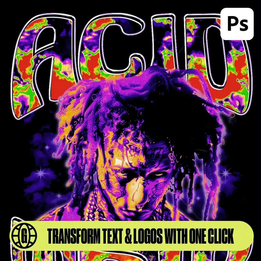 GFXWRLD - Acid Trip Text Styles Pack (Vol. 1) 28款时尚迷幻热像仪感应酸性海报封面设计PS渐变纹理Photoshop样式预设 插件预设 sucaiwan.com