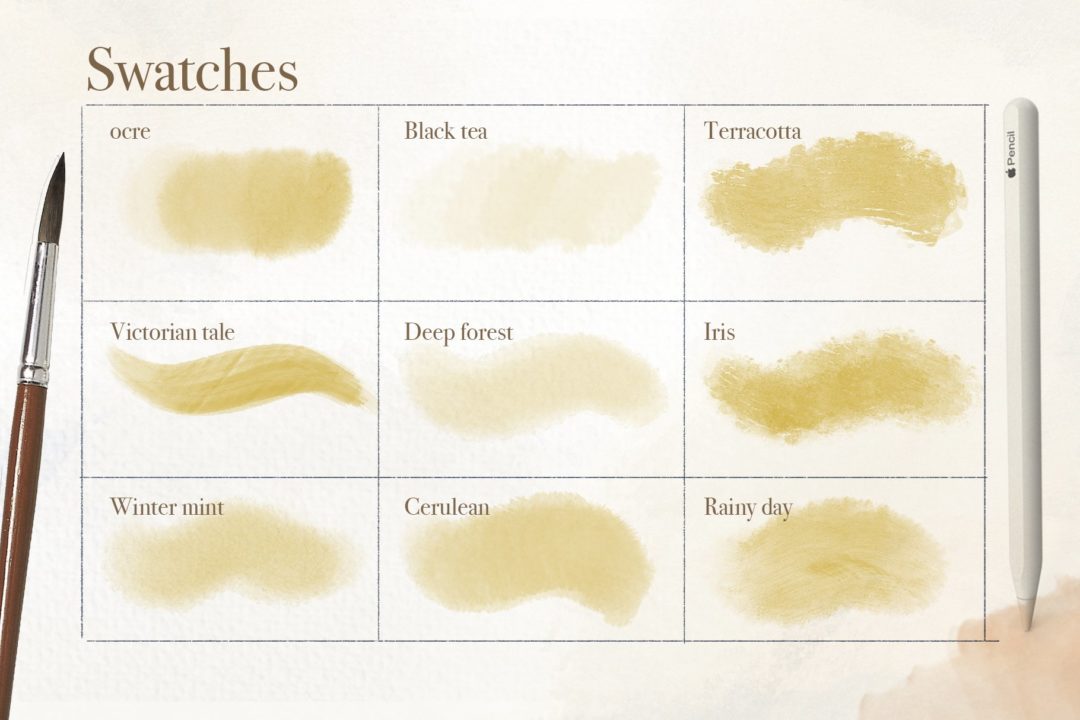 20款卡通儿童插图风格水彩绘画iPad Procreate笔刷设计素材 Watercolor Tale Brushes for Procreate 笔刷资源 sucaiwan.com