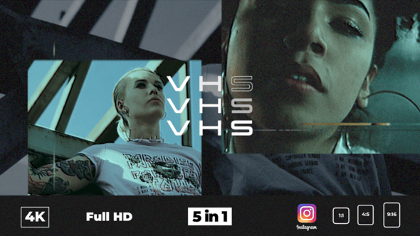 AE/FCPX模板：潮流嘻哈音乐高糊VHS视频风格化动态故障开场片头 , sucaiwan.com