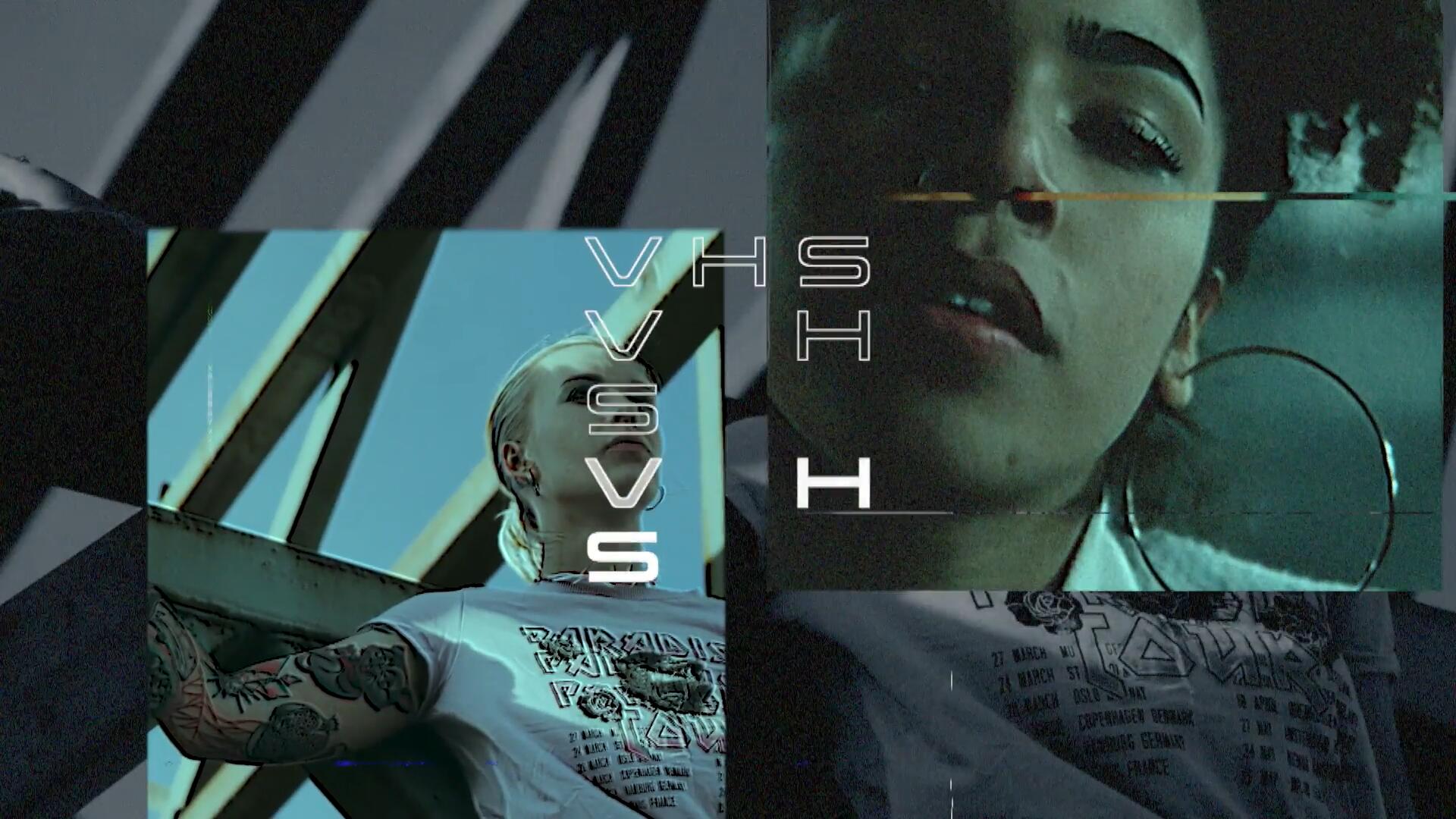 AE/FCPX模板：潮流嘻哈音乐高糊VHS视频风格化动态故障开场片头 , sucaiwan.com