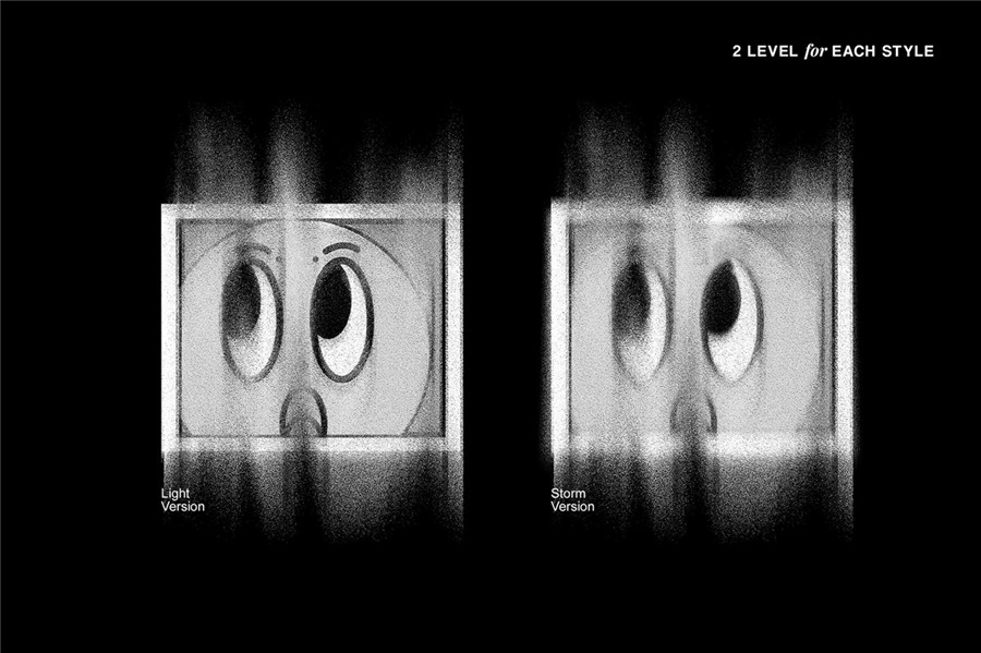 3款潮流复古颗粒尘埃动感沙尘暴朋克故障风扭曲模糊ps特效样机 Sandstorm Distortion Photo Effect , sucaiwan.com
