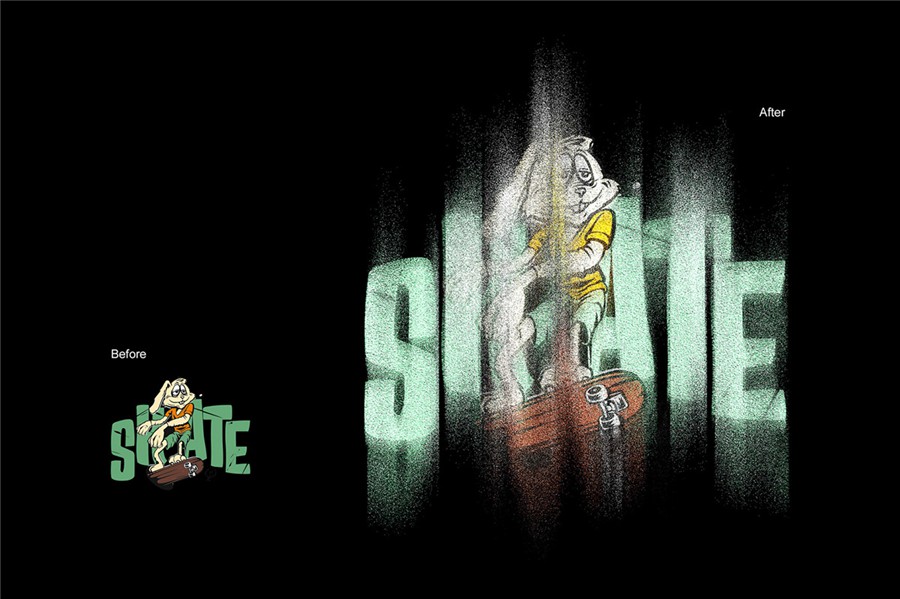 3款潮流复古颗粒尘埃动感沙尘暴朋克故障风扭曲模糊ps特效样机 Sandstorm Distortion Photo Effect , sucaiwan.com