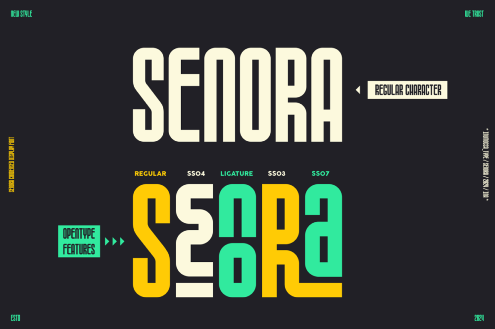 时尚复古杂志品牌海报婚礼请柬网站界面设计无衬线英文字体安装包 Senora 设计素材 第5张-素材湾丨精选海外优质设计素材资源 时尚复古杂志品牌海报婚礼请柬网站界面设计无衬线英文字体安装包 Senora 设计素材 sucaiwan.com