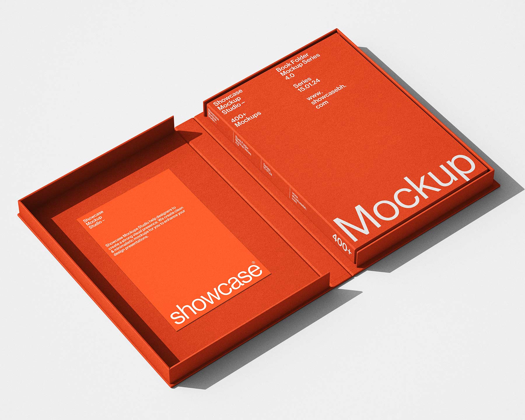 11款高级精装书籍画册硬纸板包装盒设计展示效果图PS贴图样机模板素材 BF4_Book Folder Mockup Bundle by Showcase Mockup 样机素材 sucaiwan.com