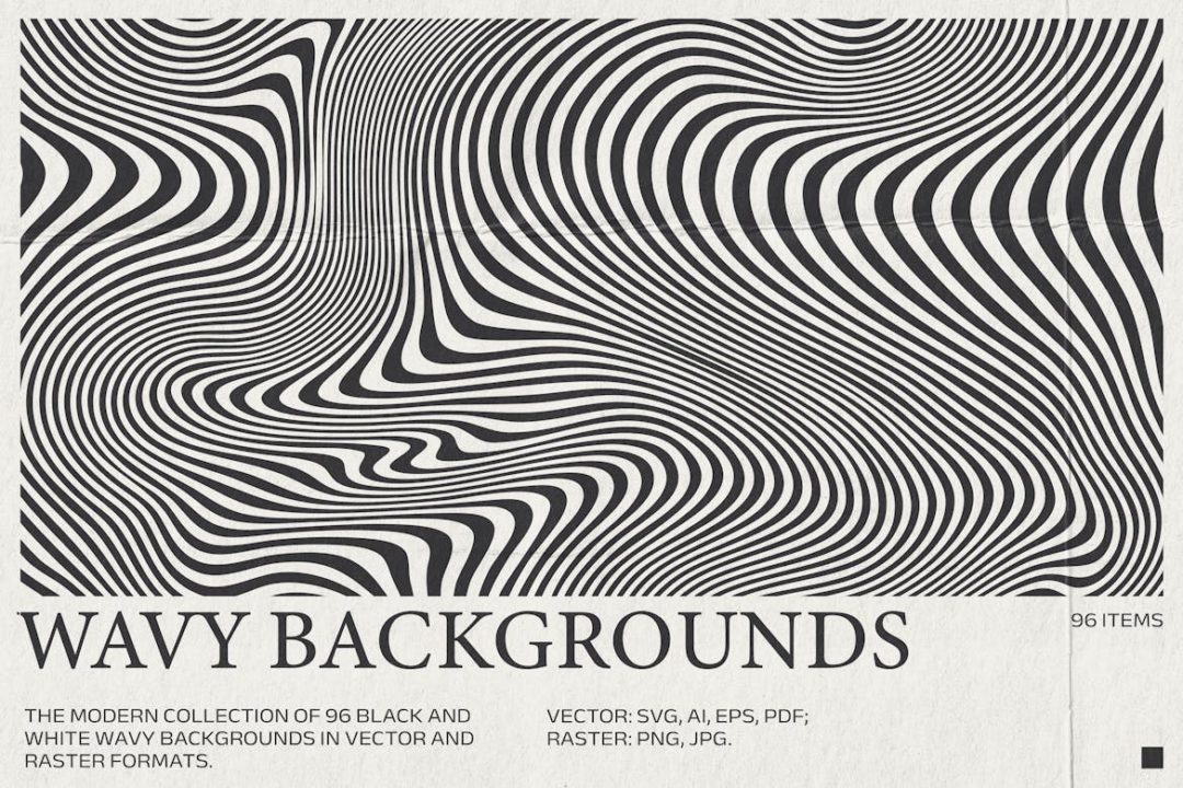 96款复古黑白波浪扭曲条纹灰尘纸张纹理AI矢量背景图案设计素材 96 Retro Wavy Backgrounds 图片素材 第8张-素材湾丨精选海外优质设计素材资源 96款复古黑白波浪扭曲条纹灰尘纸张纹理AI矢量背景图案设计素材 96 Retro Wavy Backgrounds 图片素材 sucaiwan.com