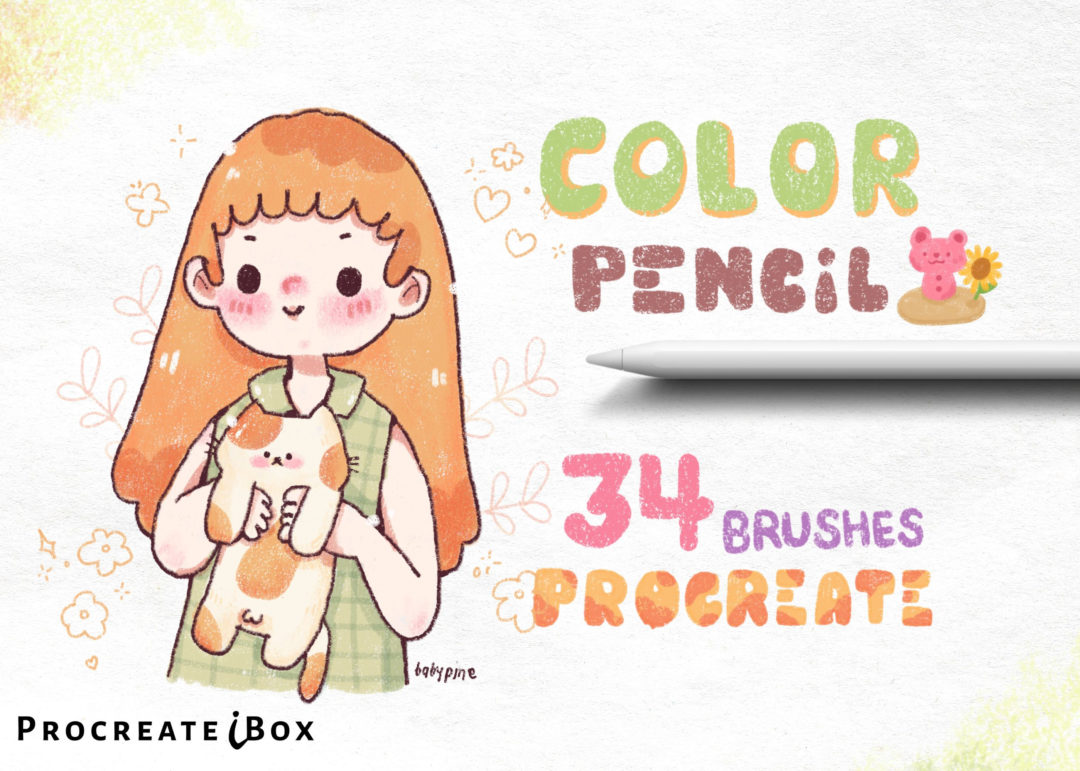 34款真实彩色铅笔线条纹理绘画效果iPad Procreate笔刷设计素材 Colored Pencil Brushes for Procreate 笔刷资源 sucaiwan.com