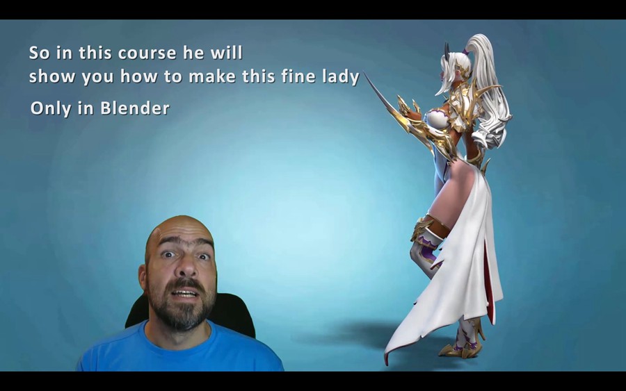 Blender三维女性刺客次世代游戏角色建模材质渲染教程 中英文字幕 3D Female Armored Assassin In Blender Course 设计教程 sucaiwan.com