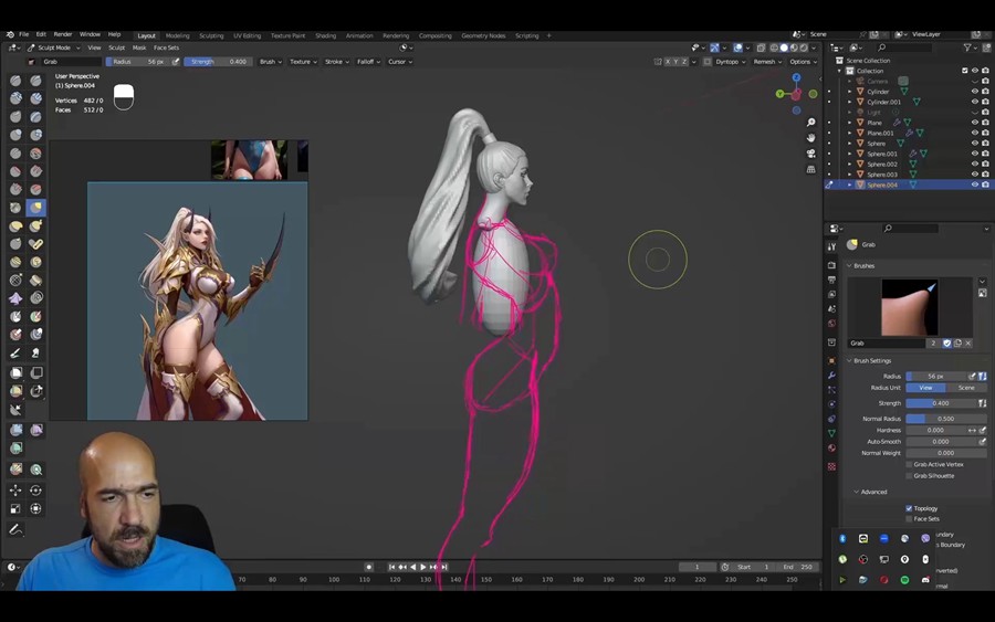 Blender三维女性刺客次世代游戏角色建模材质渲染教程 中英文字幕 3D Female Armored Assassin In Blender Course 设计教程 sucaiwan.com