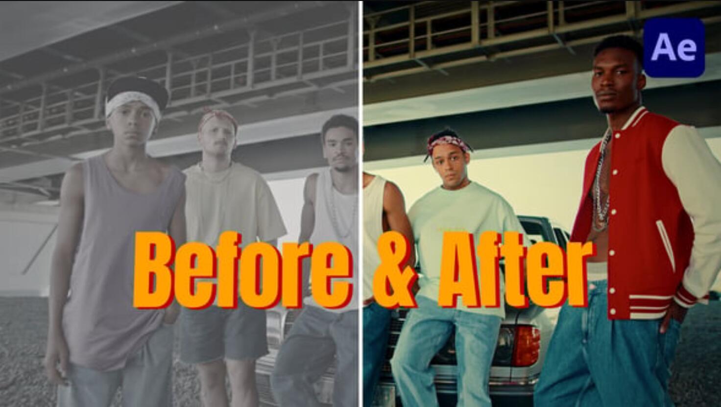 AE模板：32个实用级调色/设计/装修/美颜/健身前后对比视觉效果无缝转场过渡 Before & After Transitions Pack , sucaiwan.com