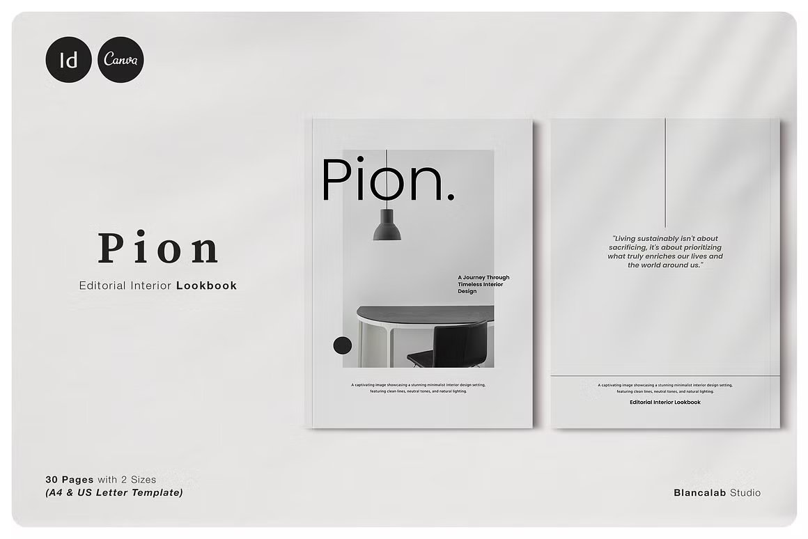 家居室内设计师和企业家A4杂志编辑Indesign/Canva模板 PION Editorial Interior Lookbook 幻灯图表 第1张-素材湾丨精选海外优质设计素材资源 家居室内设计师和企业家A4杂志编辑Indesign/Canva模板 PION Editorial Interior Lookbook 幻灯图表 sucaiwan.com