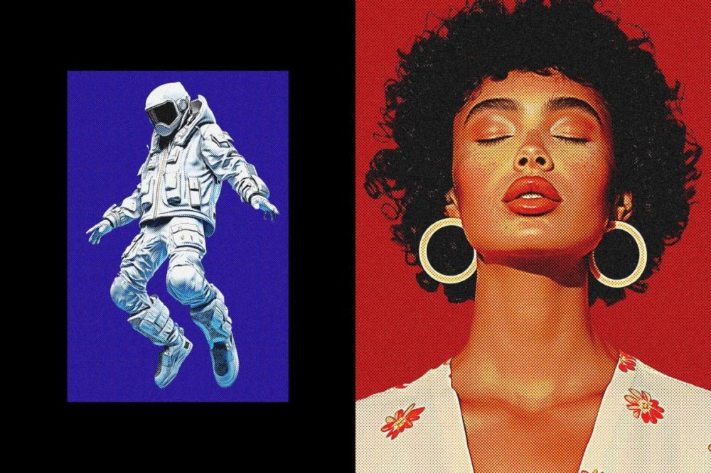 复古半色调Riso印刷照片效果PSD特效样机模板 Pop Art Halftone Print Photo Effect 插件预设 sucaiwan.com