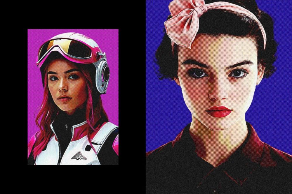 复古半色调Riso印刷照片效果PSD特效样机模板 Pop Art Halftone Print Photo Effect 插件预设 sucaiwan.com