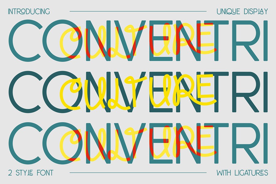 现代优雅品牌海报包装徽标设计无衬线英文字体安装包 Conventri – Modern Font 设计素材 第1张-素材湾丨精选海外优质设计素材资源 现代优雅品牌海报包装徽标设计无衬线英文字体安装包 Conventri – Modern Font 设计素材 sucaiwan.com