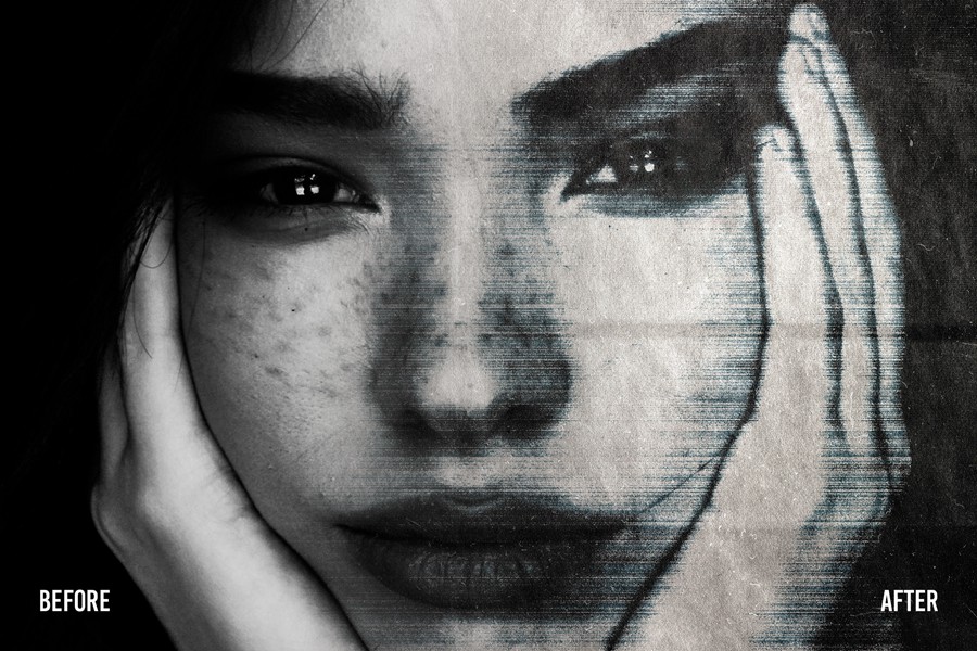 Grunge Photocopy Effect 插件预设 sucaiwan.com