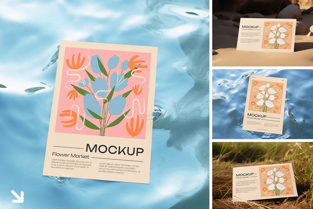 26款户外大自然海报传单广告单页纸张卡片明信片设计展示效果图PSD样机套装Poster mockup in natural environment 样机素材 sucaiwan.com